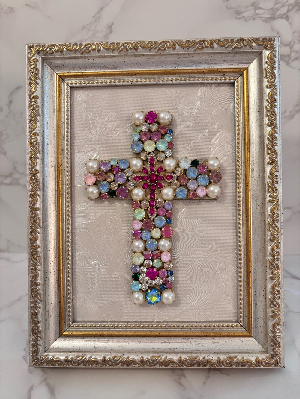 5x7 Embellished Multicolor Jeweled Cross Wall Accent